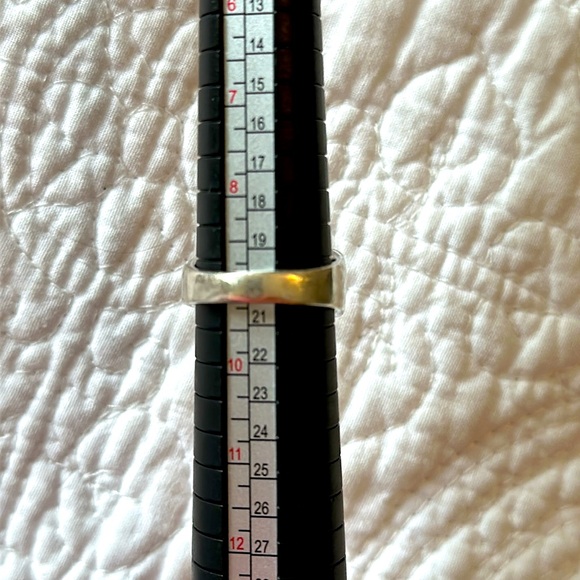 Vintage Zuni Wide Sterling Silver and Turquoise Chip Inlay Ring Southwestern - Picture 9 of 12